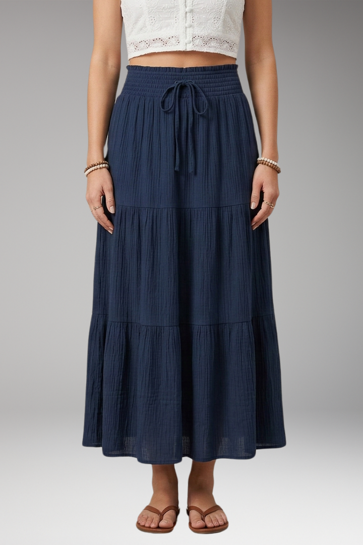 Women's Skirt with Tiered Layers and Drawstring