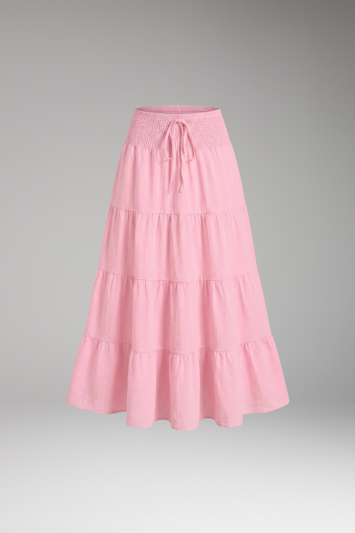 Women's Skirt with Tiered Layers and Drawstring
