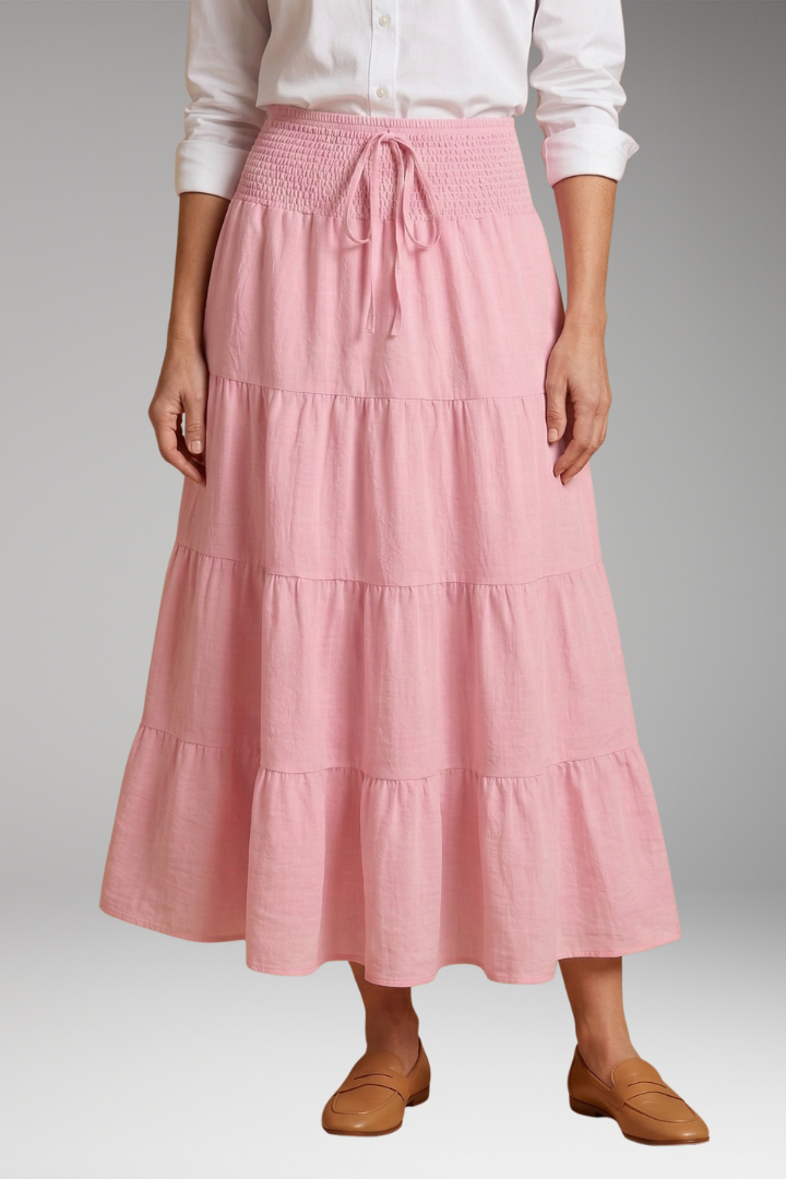 Women's Skirt with Tiered Layers and Drawstring