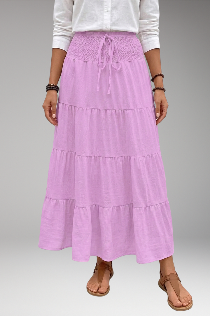 Women's Skirt with Tiered Layers and Drawstring
