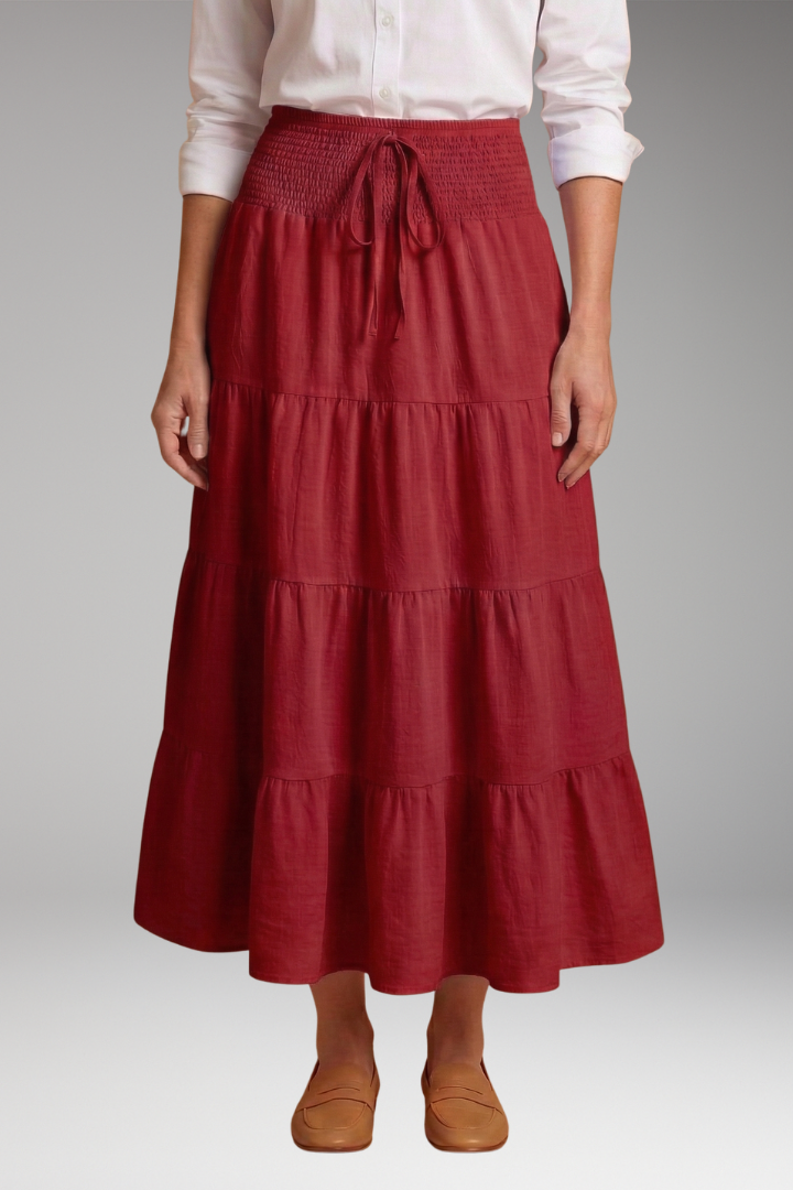 Women's Skirt with Tiered Layers and Drawstring