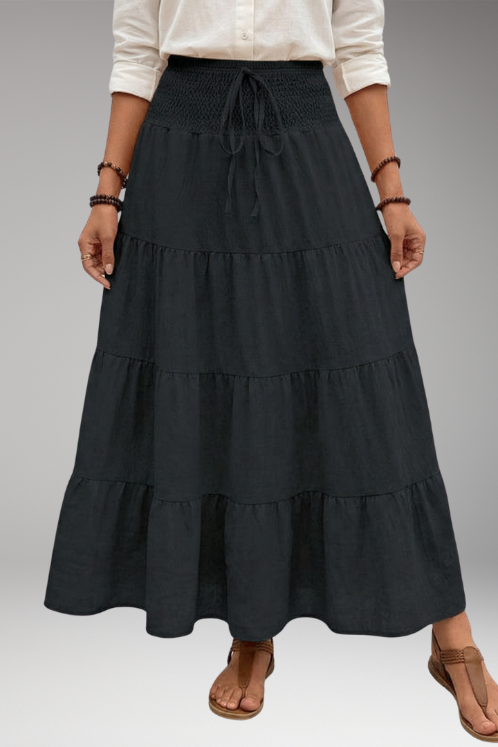 Women's Skirt with Tiered Layers and Drawstring