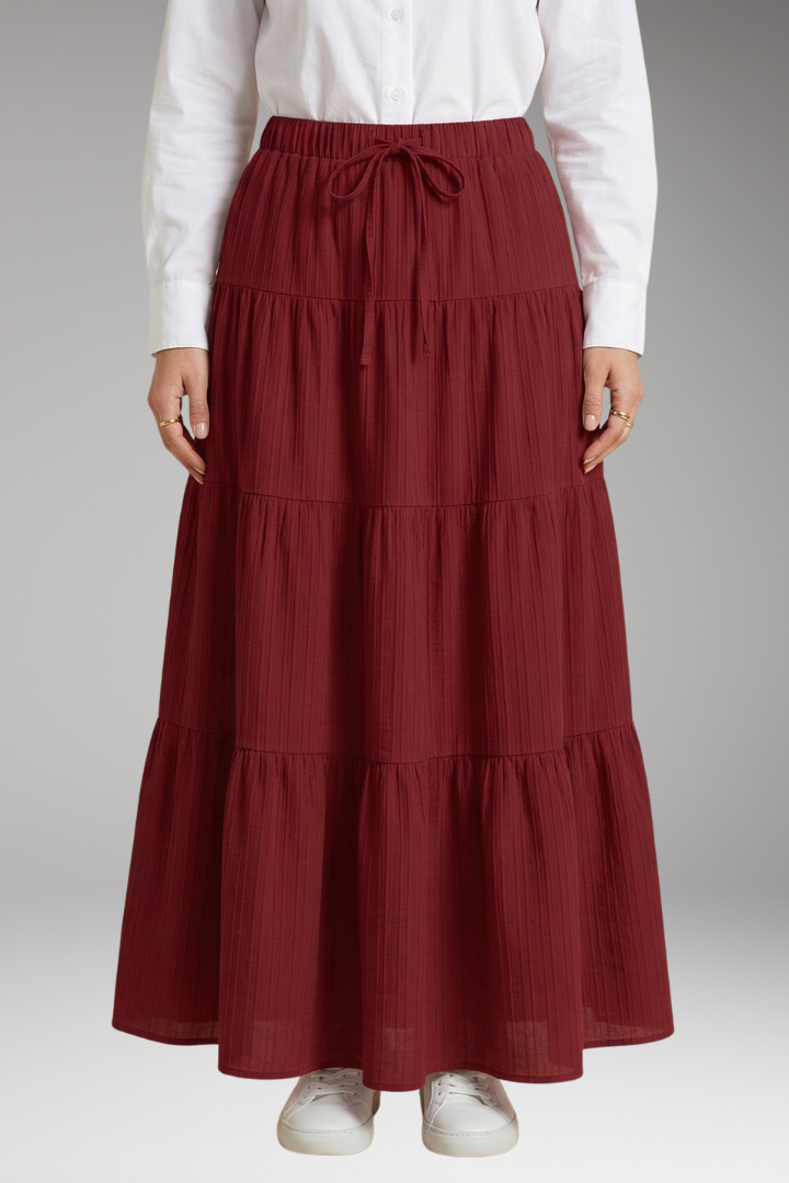 Women's Skirt with Tiered Layers and Waistband