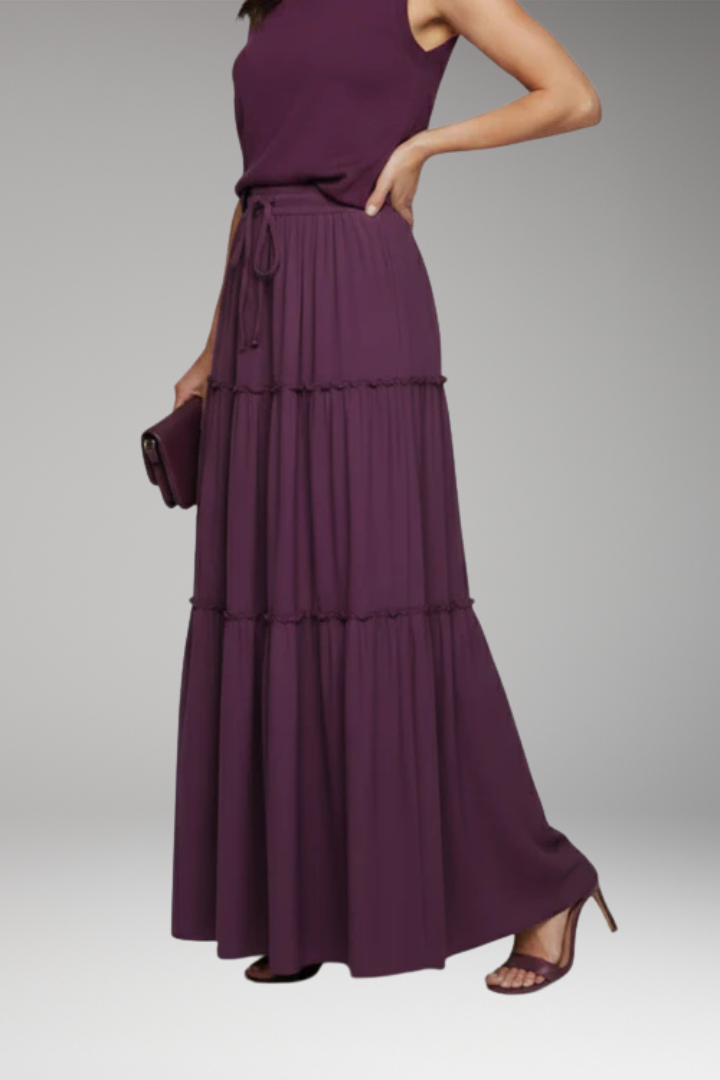 Women's Skirt with Tiered Layers and Waistband