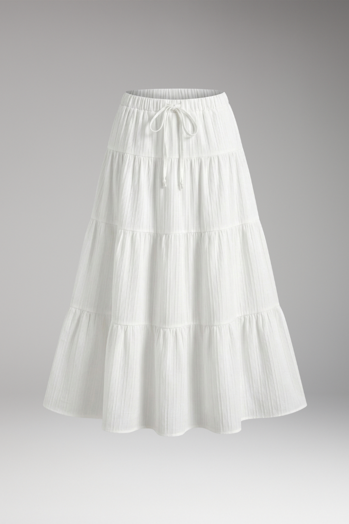 Women's Skirt with Tiered Layers and Waistband
