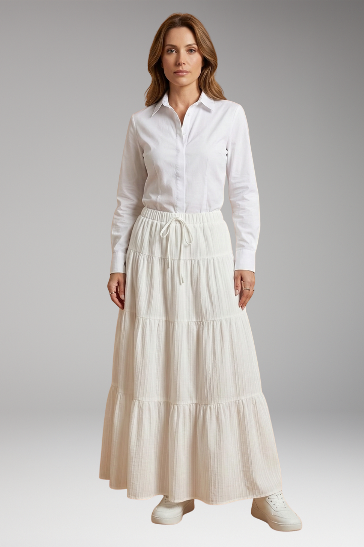 Women's Skirt with Tiered Layers and Waistband