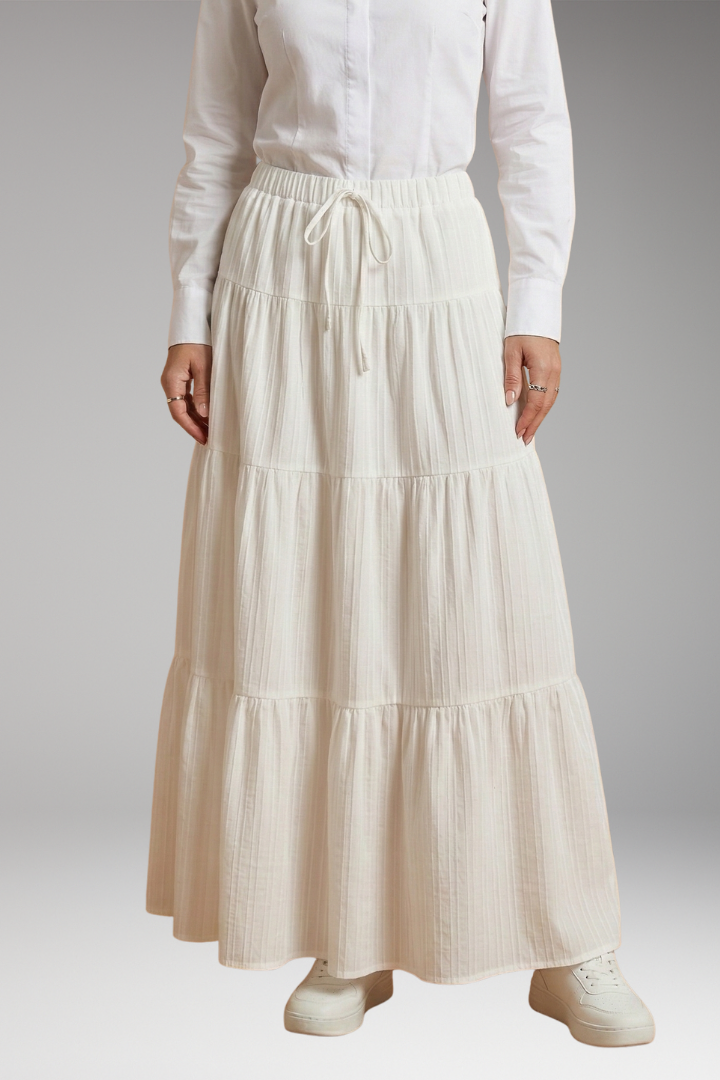 Women's Skirt with Tiered Layers and Waistband