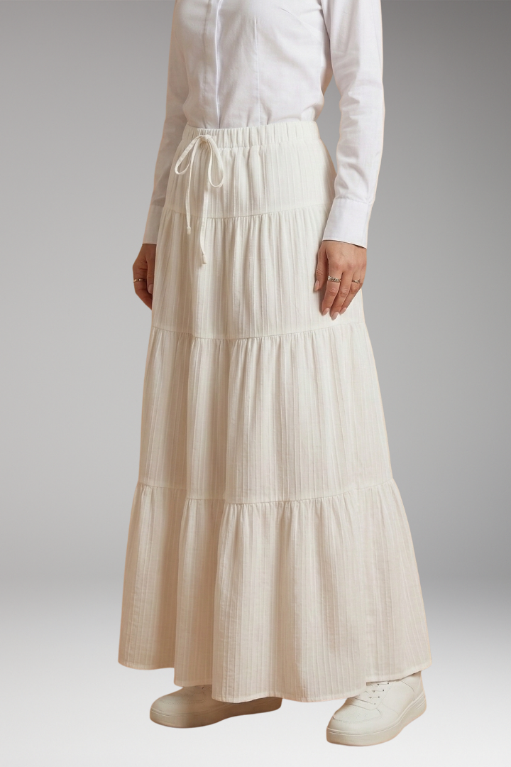 Women's Skirt with Tiered Layers and Waistband