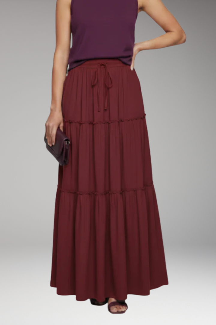 Women's Skirt with Tiered Layers and Waistband