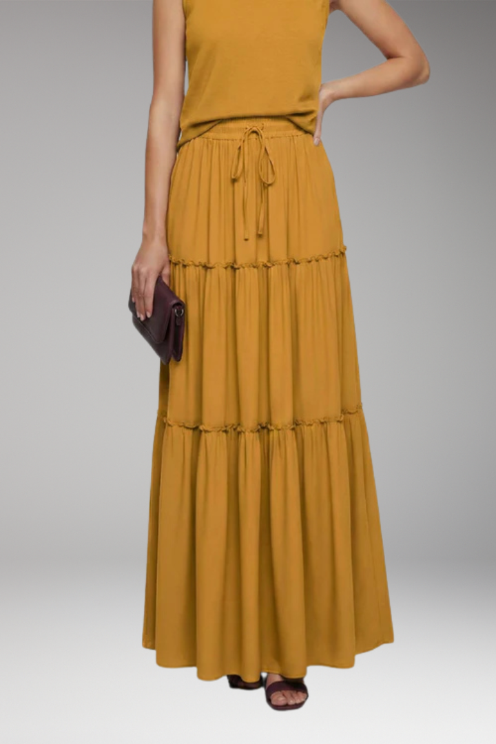Women's Skirt with Tiered Layers and Waistband