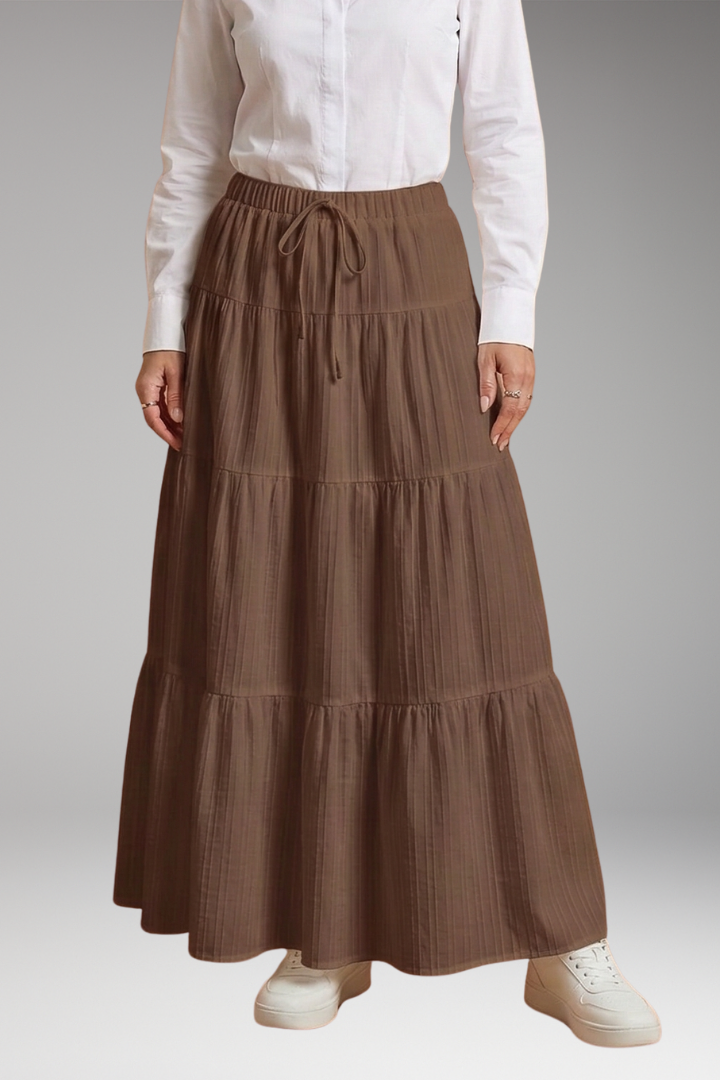 Women's Skirt with Tiered Layers and Waistband