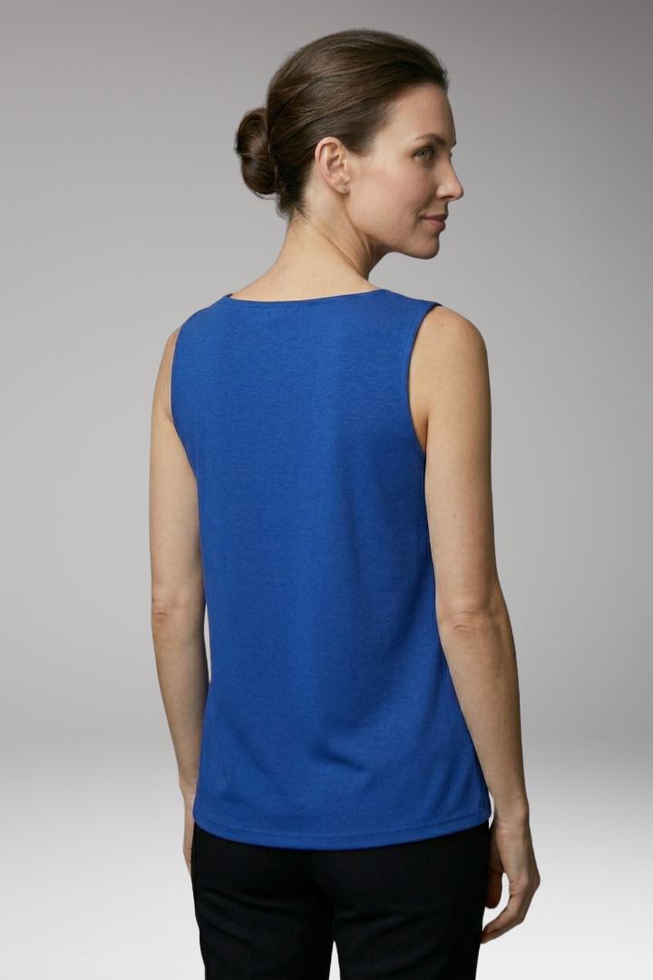 Women's Sleeveless Blouse with Square Neck and Pleated Front