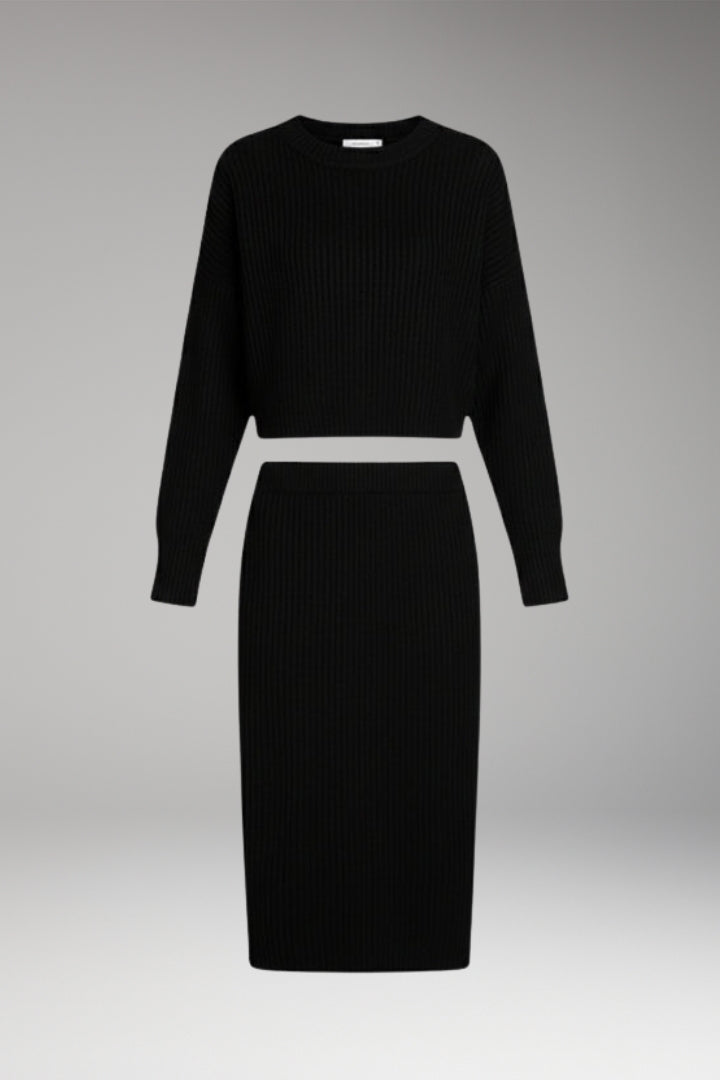Women's Sleeveless Dress with Matching Sweater and Round Neckline