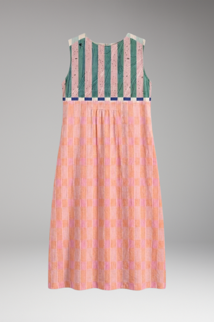 Women's Sleeveless Midi Dress with Linen Blend and Loose Fit