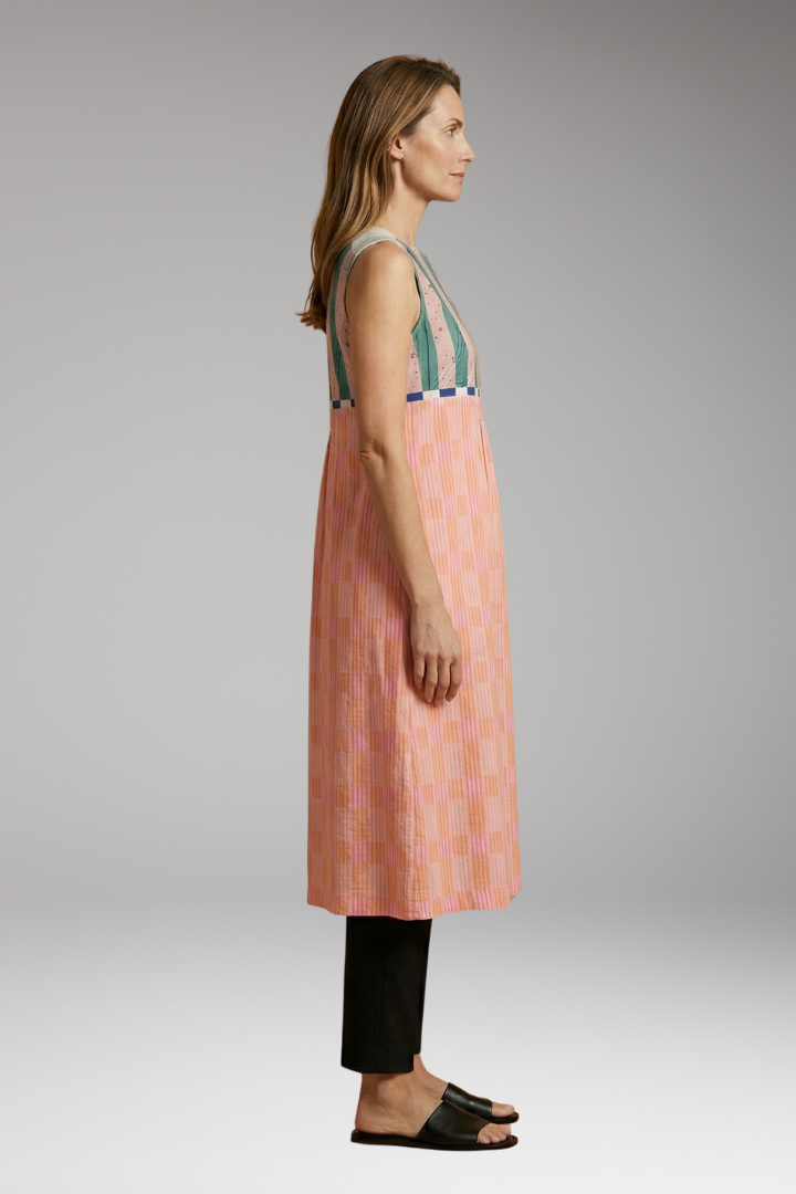 Women's Sleeveless Midi Dress with Linen Blend and Loose Fit