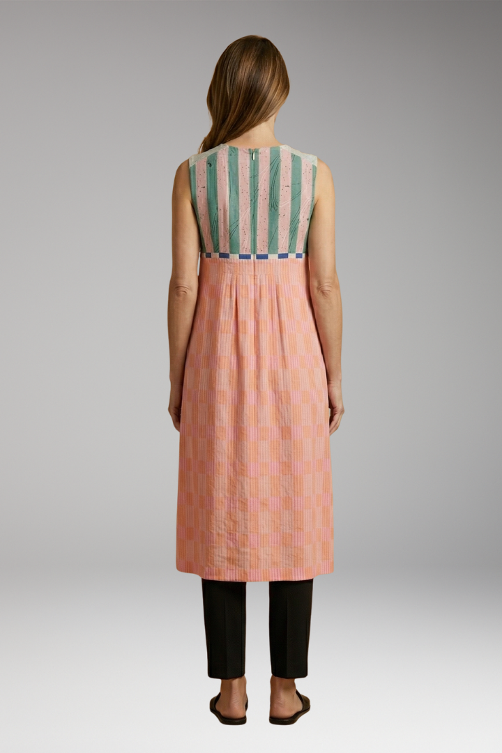 Women's Sleeveless Midi Dress with Linen Blend and Loose Fit