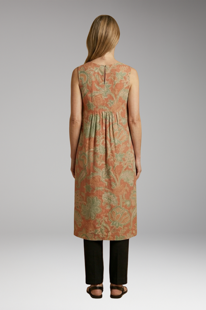 Women's Sleeveless Midi Dress with Linen Blend and Loose Fit