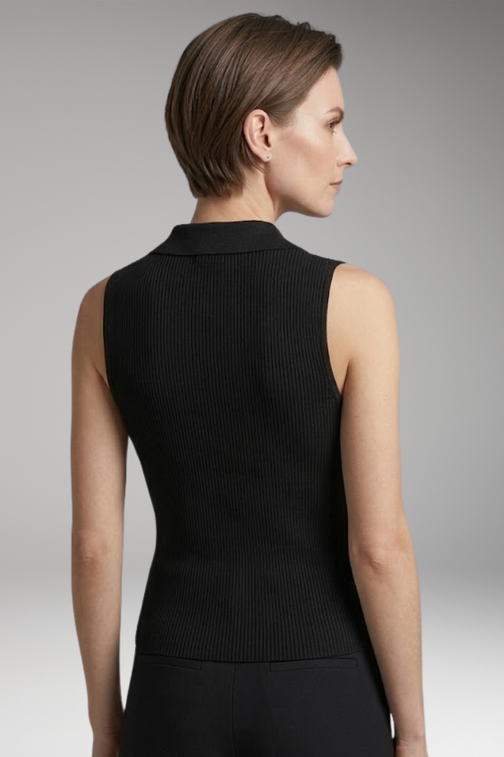 Women's Sleeveless Polo Shirt with Zipper and Collar