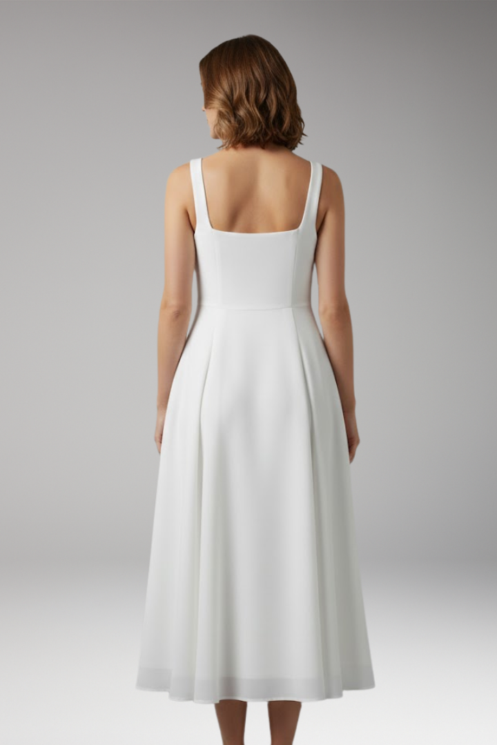 Women's Sleeveless Solid Color Dress with Classic Silhouette