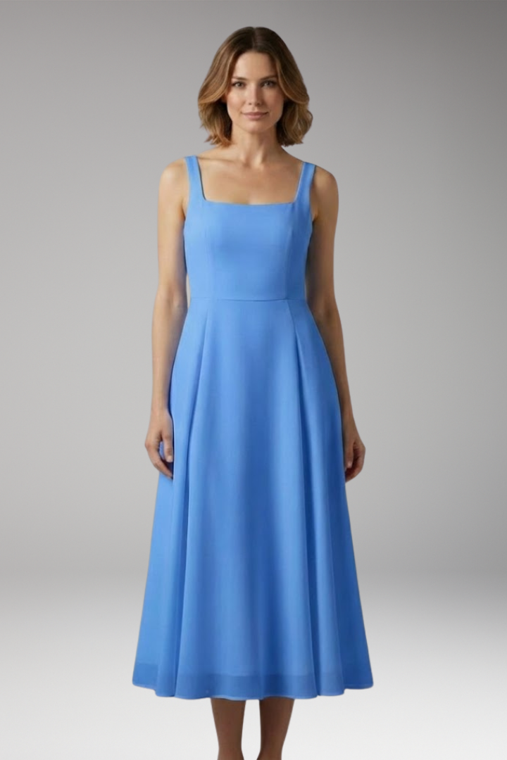 Women's Sleeveless Solid Color Dress with Classic Silhouette