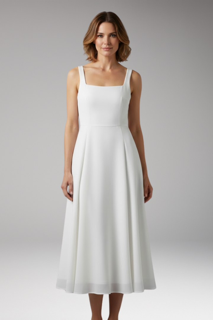 Women's Sleeveless Solid Color Dress with Classic Silhouette