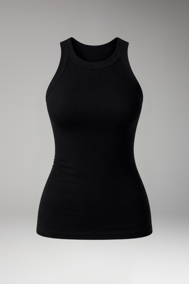 Women's Sleeveless Top with Round Neck and Plain Surface