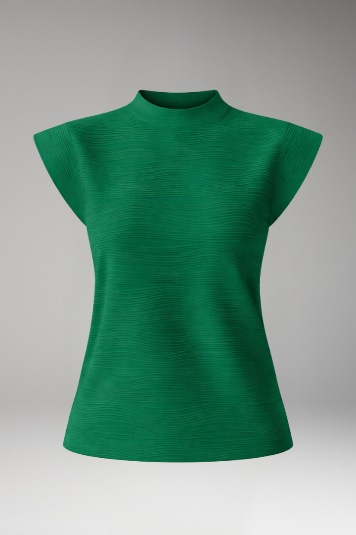 Women's Sleeveless Top with Round Neck and Textured Surface