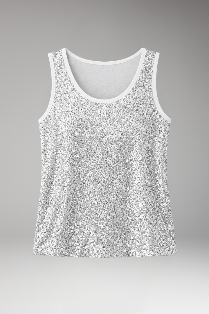 Women's Sleeveless Top with Round Neck and Textured Surface
