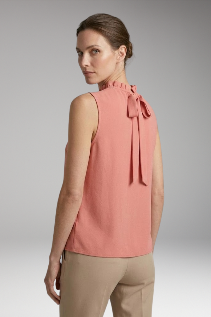 Women's Sleeveless Top with Ruffle and Tie Detail