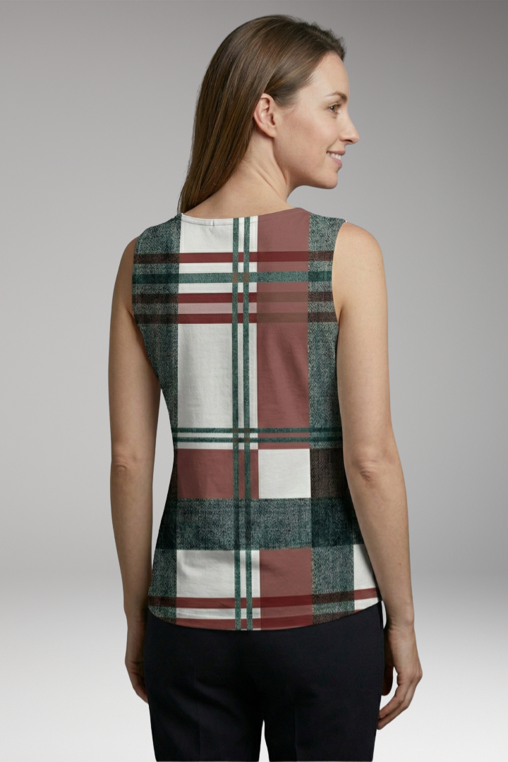 Women's Sleeveless Top with V-Neck and Front Buttons