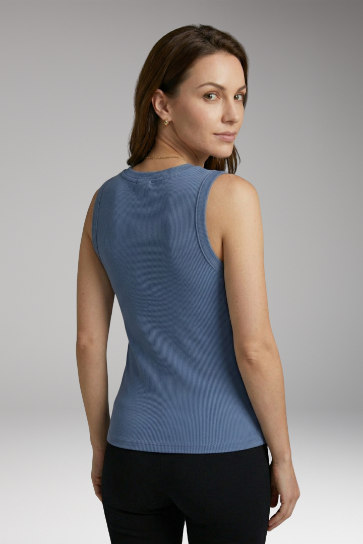 Women's Sleeveless Top with V-Neck and Zipper Closure