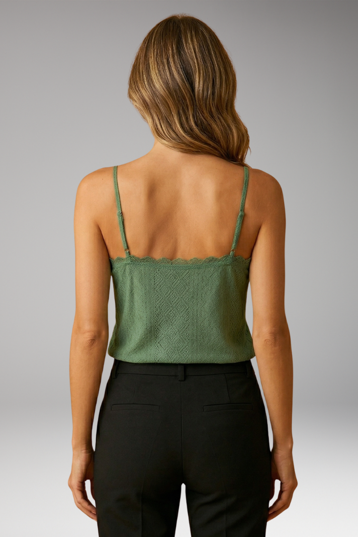 Women's Sleeveless V-Neck Top with Lace Details and Soft Fabric