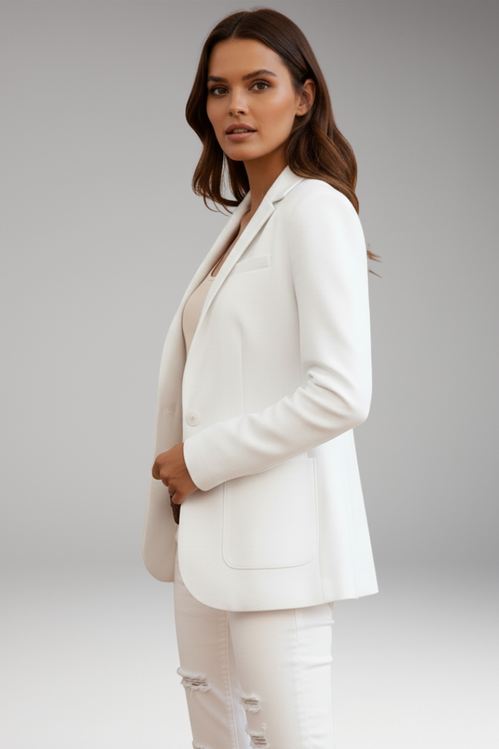 Women’s Slim Fit Blazer with Notched Lapel and Single Button
