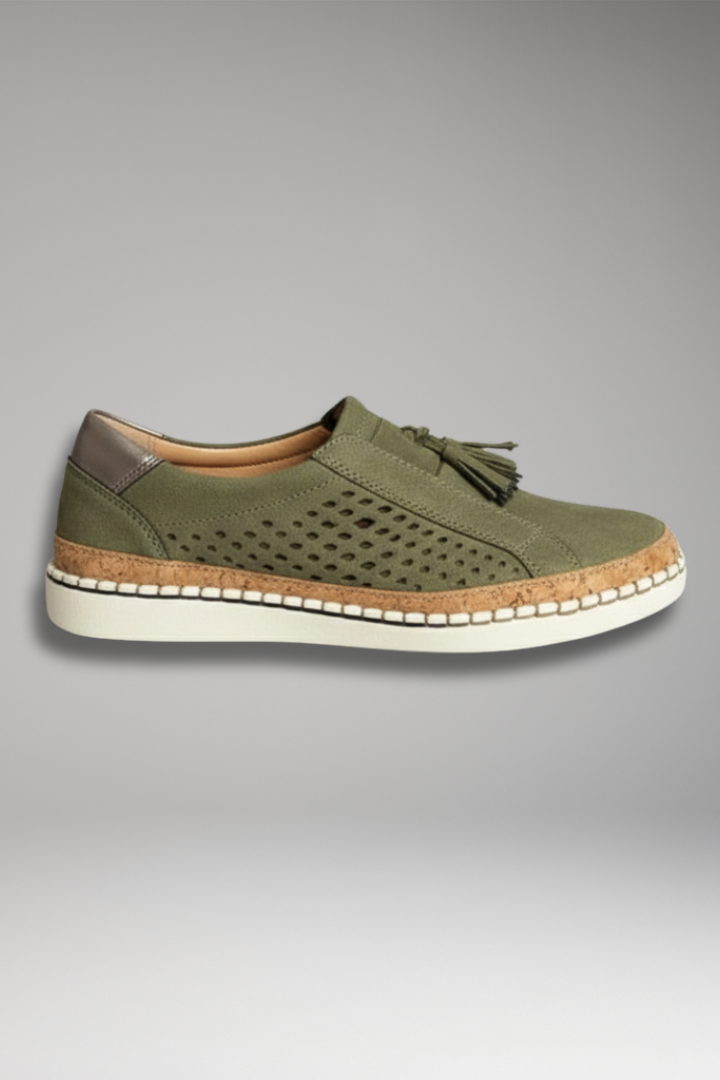 Women’s Slip-On Shoes with Perforated Upper and Flat Sole