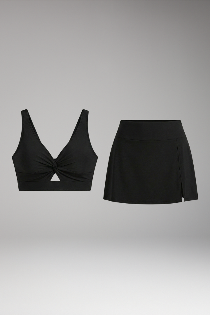 Women's Sporty Bikini Set with Wrap Top and Skirt