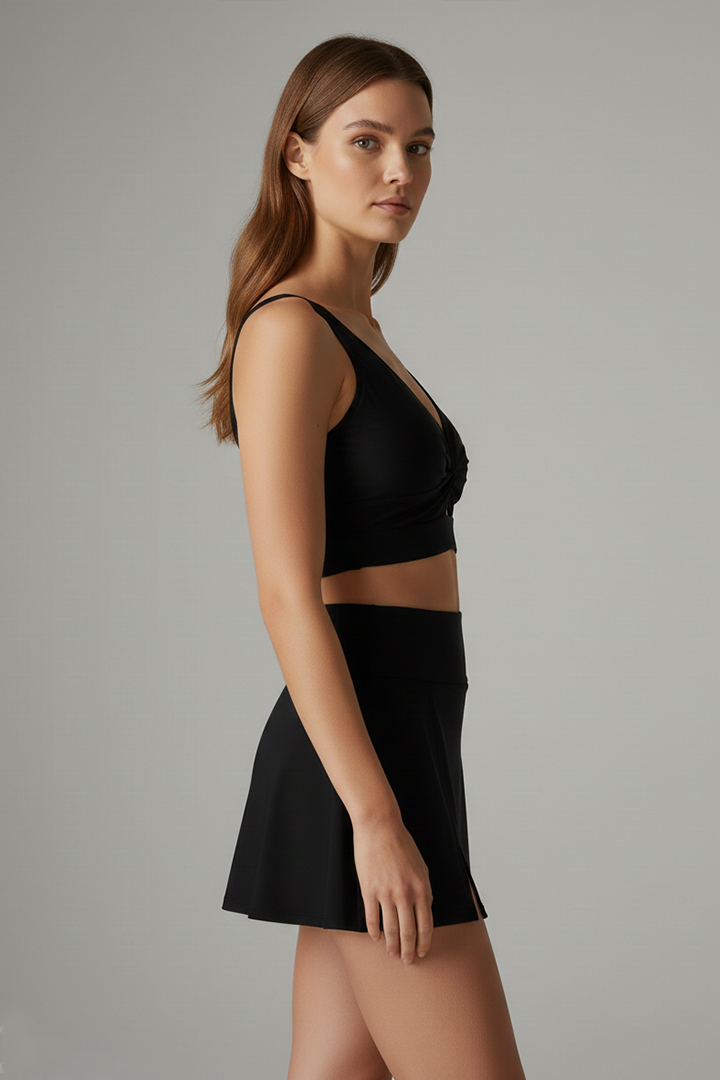 Women's Sporty Bikini Set with Wrap Top and Skirt