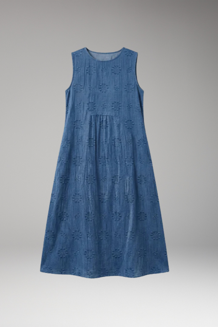 Women's Spring'Summer Dress with Round Neck and Pockets