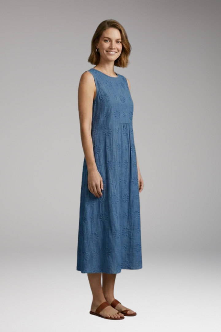 Women's Spring'Summer Dress with Round Neck and Pockets
