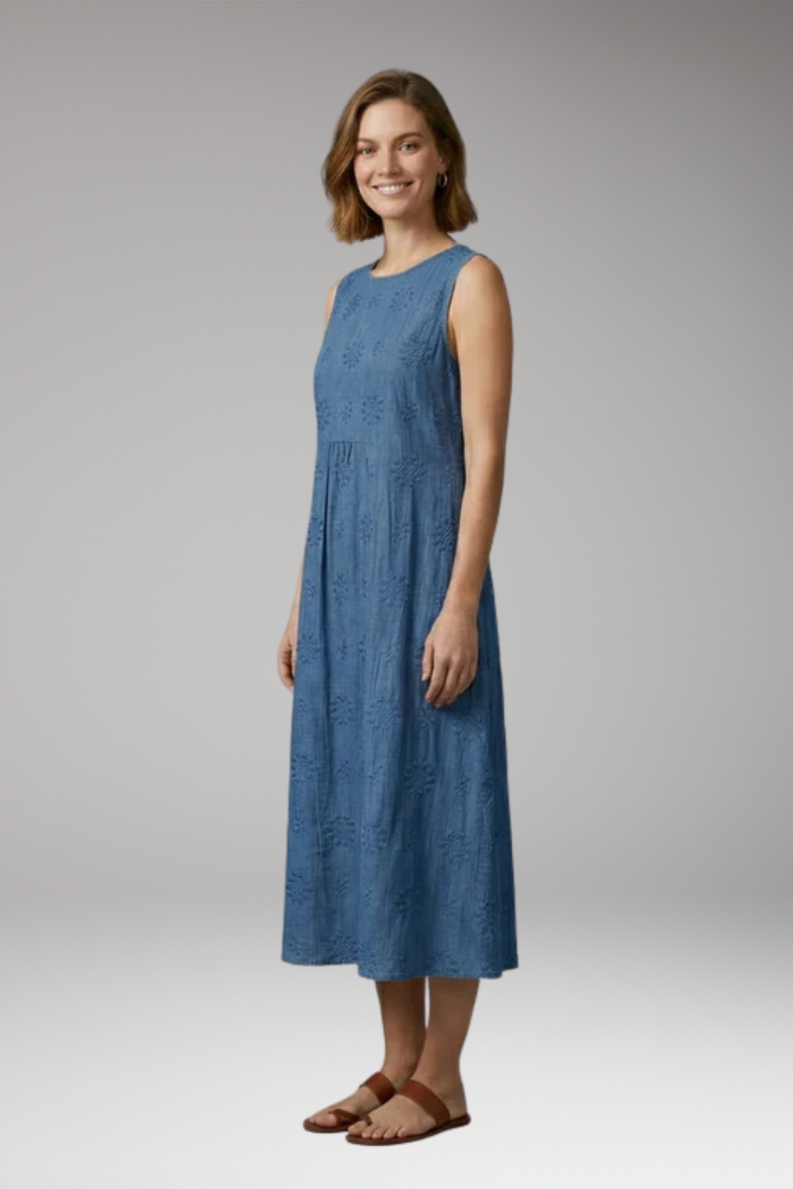Women's Spring'Summer Dress with Round Neck and Pockets