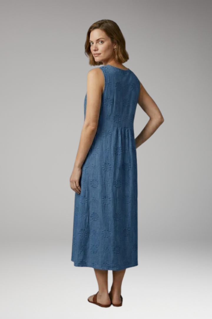 Women's Spring'Summer Dress with Round Neck and Pockets