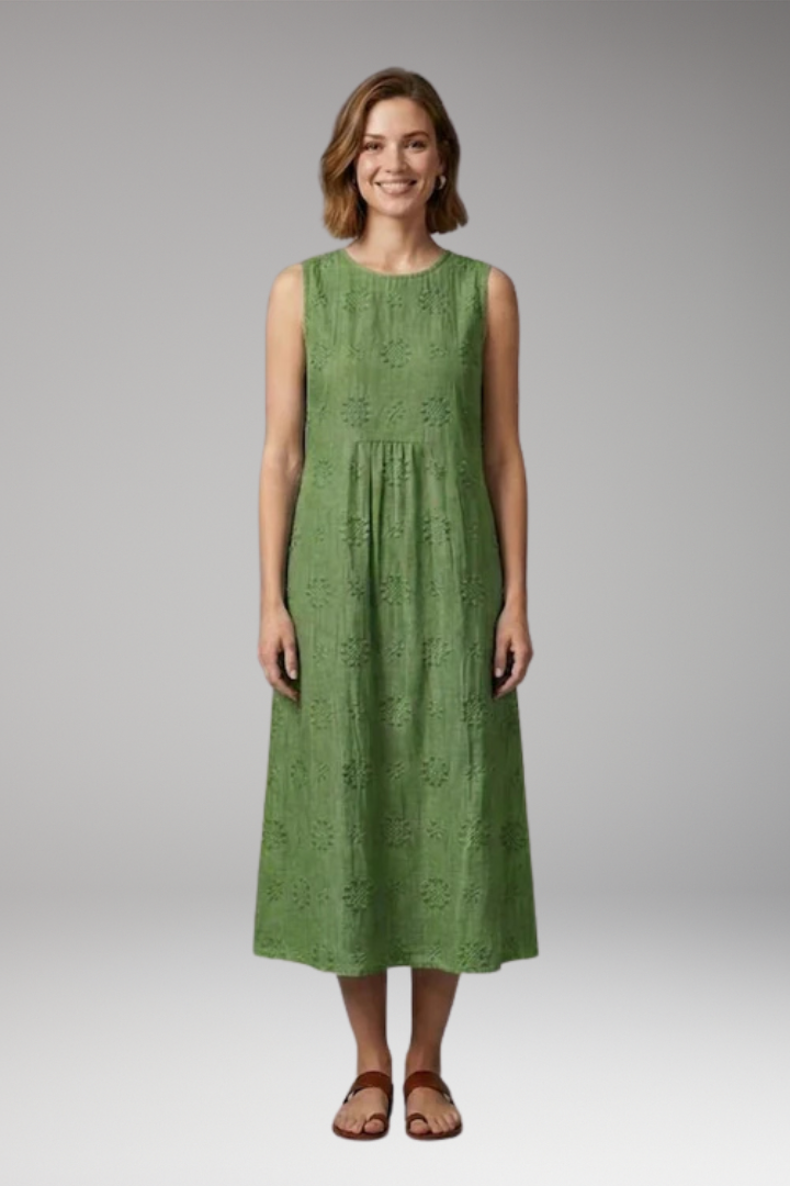 Women's Spring'Summer Dress with Round Neck and Pockets