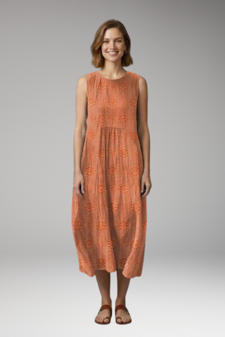 Women's Spring'Summer Dress with Round Neck and Pockets