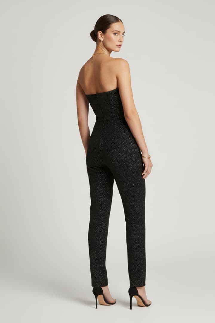 Women’s Jumpsuit with Strapless Neckline and Straight Legs