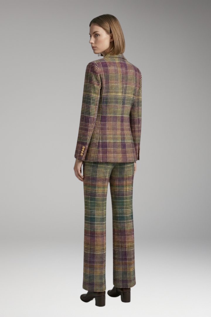Women's Suit Set with Lapel Collar and Wide-Leg Pants
