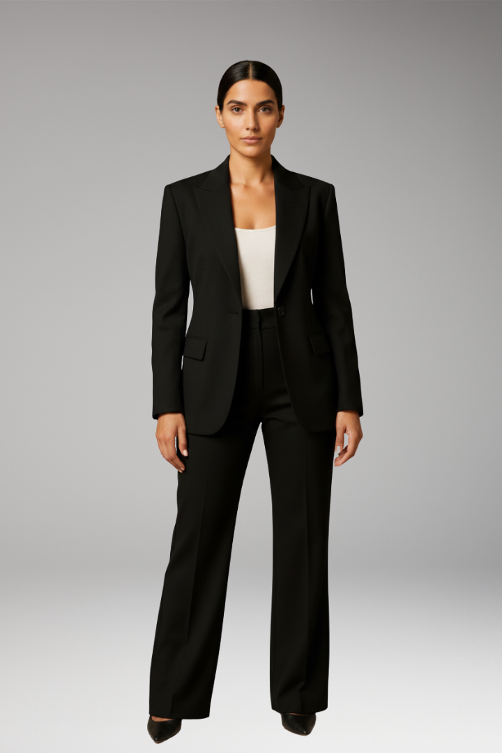 Women’s Suit Set with Slim Blazer and Wide-Leg Trousers