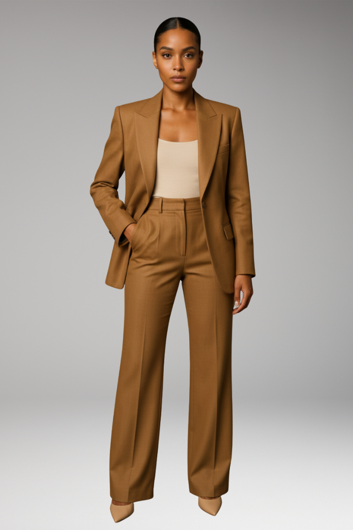 Women’s Suit Set with Slim Blazer and Wide-Leg Trousers