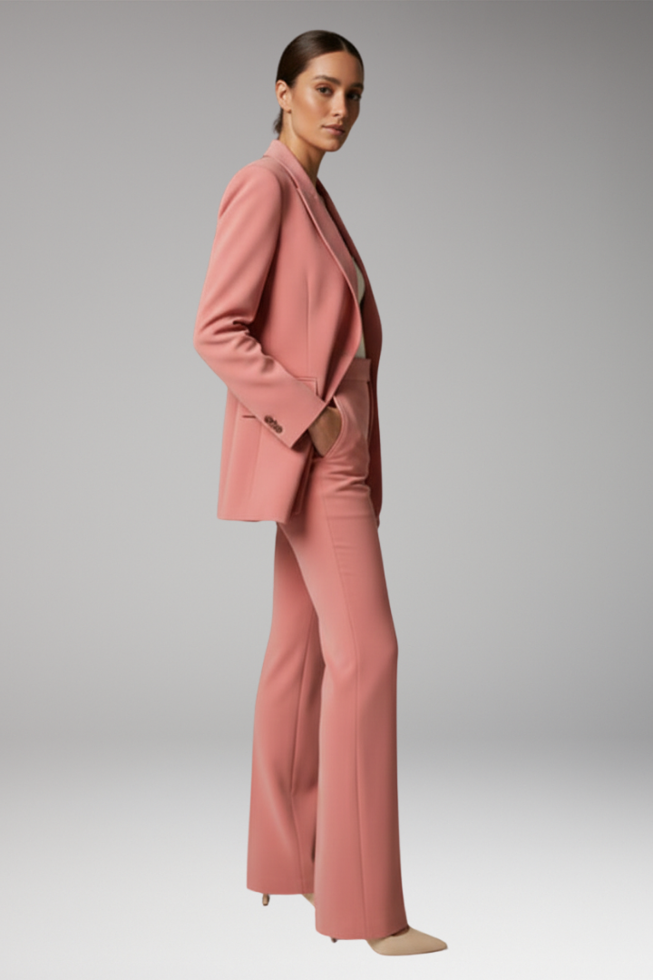 Women’s Suit Set with Slim Blazer and Wide-Leg Trousers