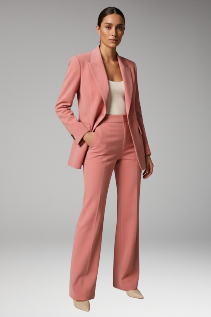 Women’s Suit Set with Slim Blazer and Wide-Leg Trousers