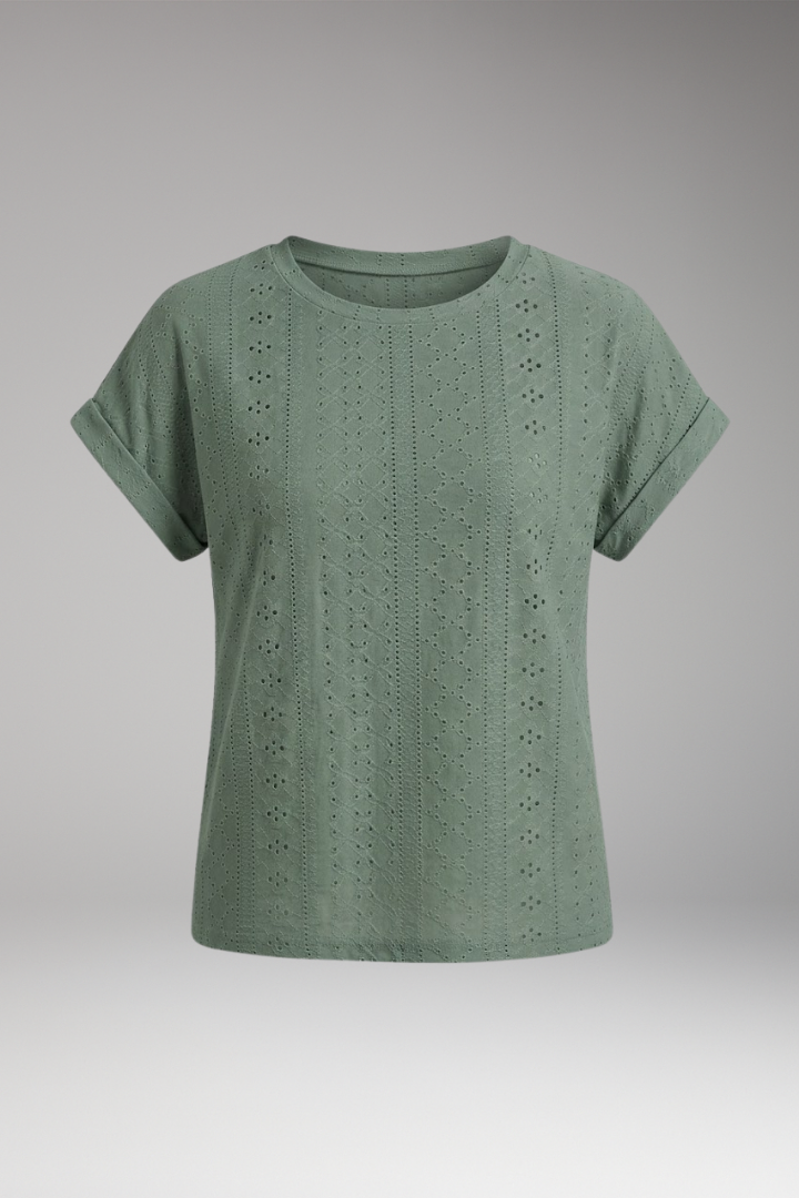 Women's Summer T-Shirt with Embroidered Texture and Loose Fit
