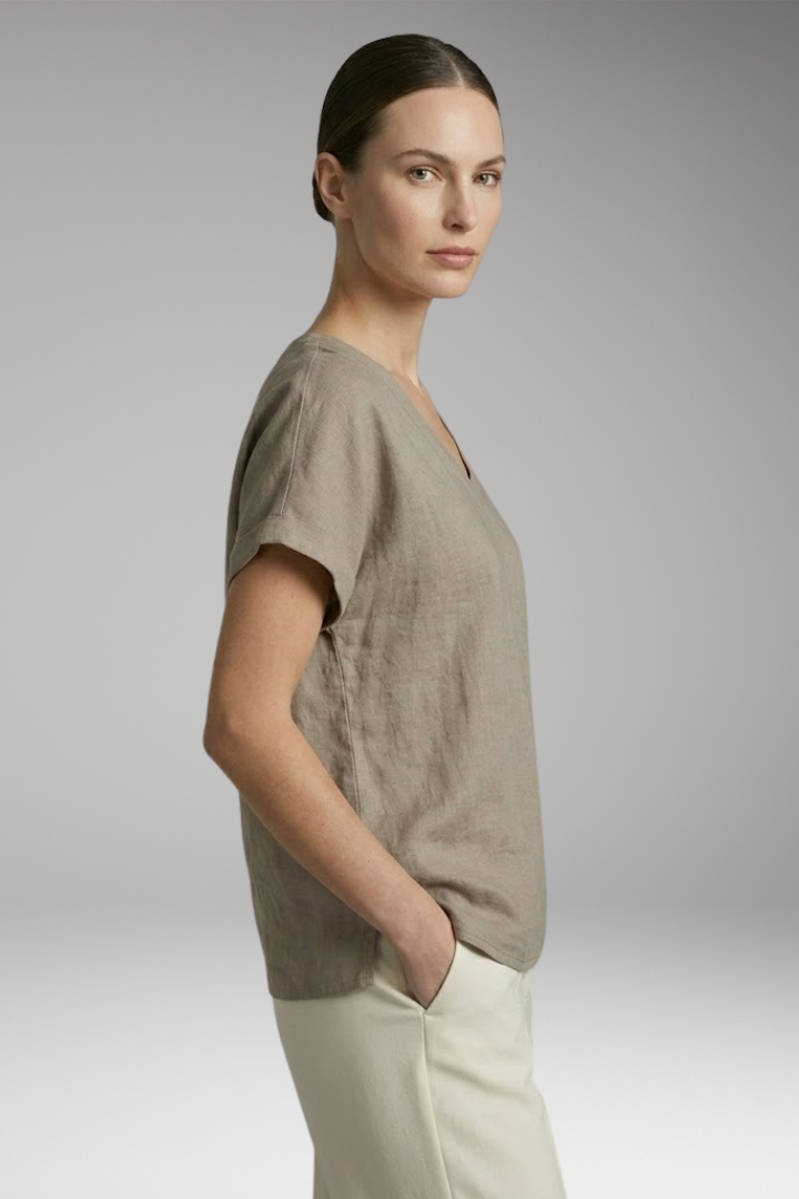 Women's Summer T-Shirt with V-Neck and Loose Fit